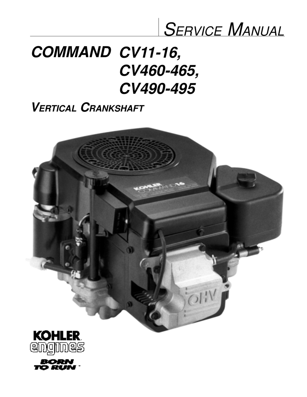 Kohler CV15 COMMAND PRO Service Shop Repair Manual PDF Instant Download