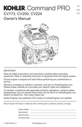 Kohler CV173 COMMAND PRO Operator Owner Manual PDF Instant Download