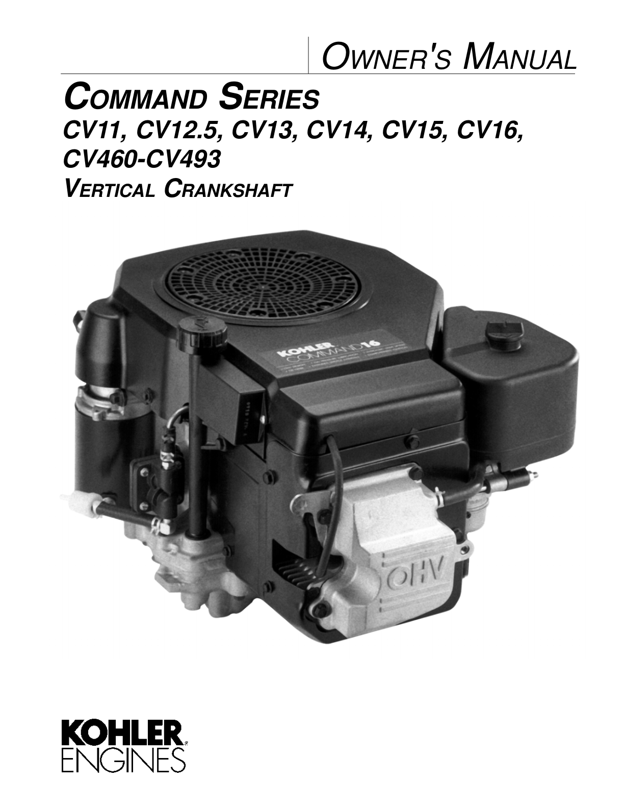 Kohler CV493 COMMAND PRO Operator Owner Manual PDF Instant Download