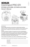 Kohler ECV940 COMMAND PRO EFI Operator Owner Manual PDF Instant Download