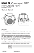 Kohler FCH749 COMMAND PRO Operator Owner Manual PDF Instant Download