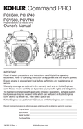 Kohler PCH680 COMMAND PRO Operator Owner Manual PDF Instant Download