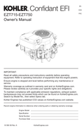 Kohler EZT740 CONFIDANT Operator Owner Manual PDF Instant Download