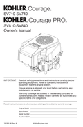 Kohler SV830 COURAGE PRO Operator Owner Manual PDF Instant Download