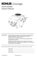 Kohler SV620 COURAGE Operator Owner Manual PDF Instant Download