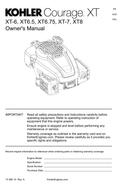 Kohler COURAGE XT7 COURAGE XT Operator Owner Manual PDF Instant Download
