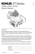 Kohler COURAGE XT775 COURAGE XT Operator Owner Manual PDF Instant Download
