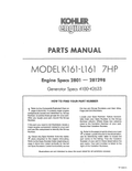 Kohler K161 K SERIES Parts Manual PDF Instant Download