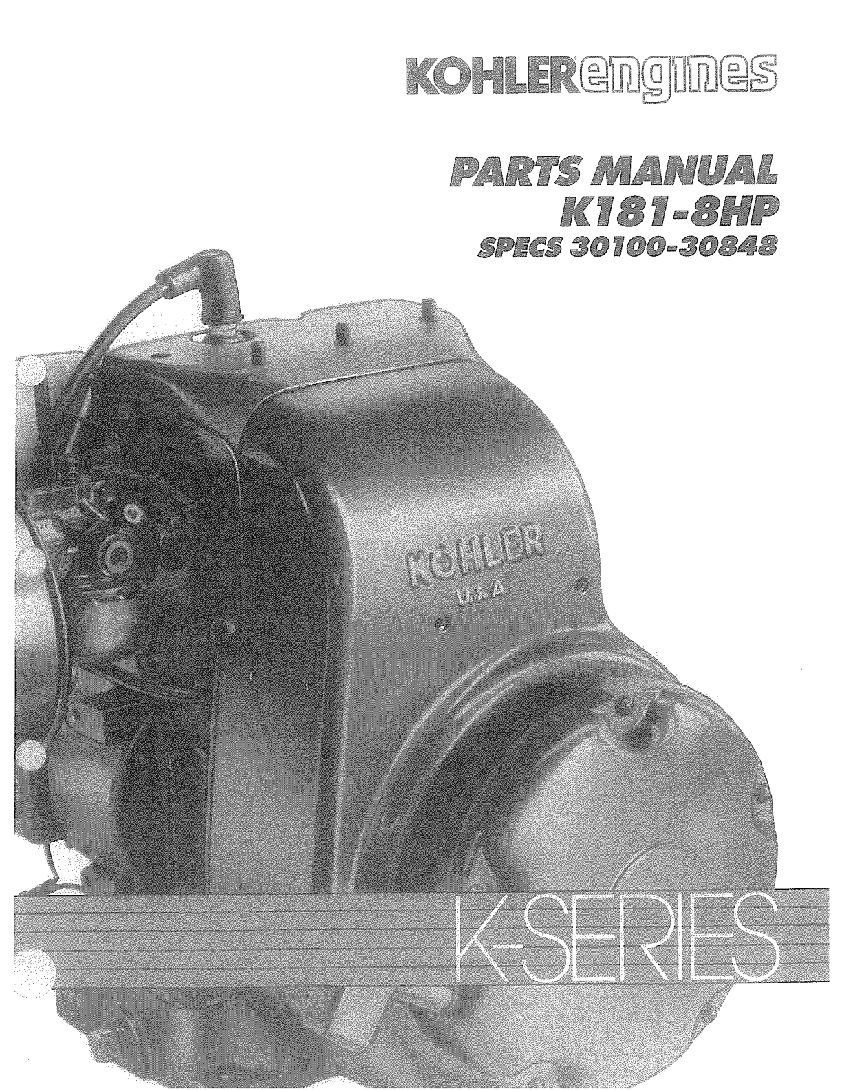 Kohler K181 K SERIES Parts Manual PDF Instant Download