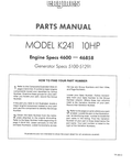Kohler K241 K SERIES Parts Manual PDF Instant Download