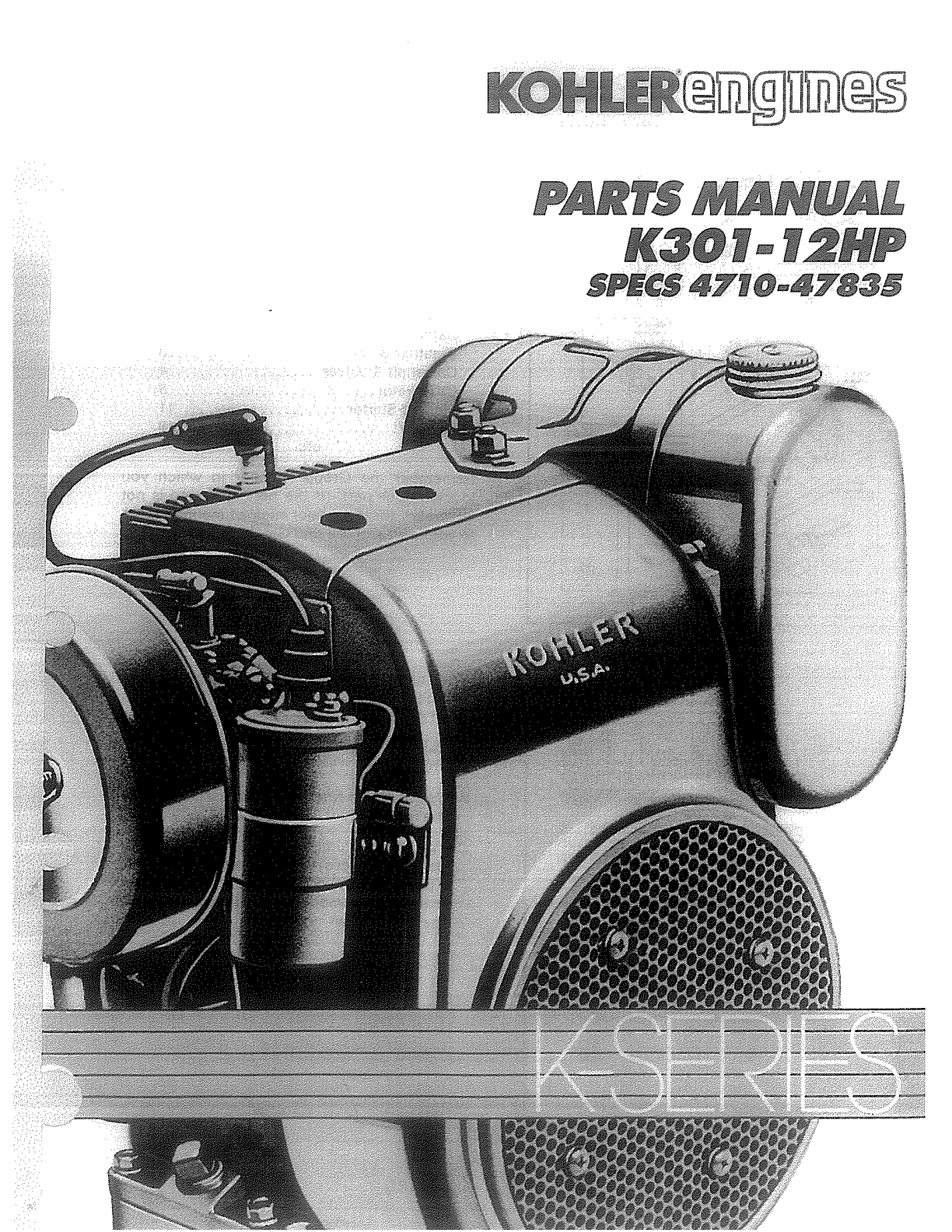 Kohler K301 K SERIES Parts Manual PDF Instant Download