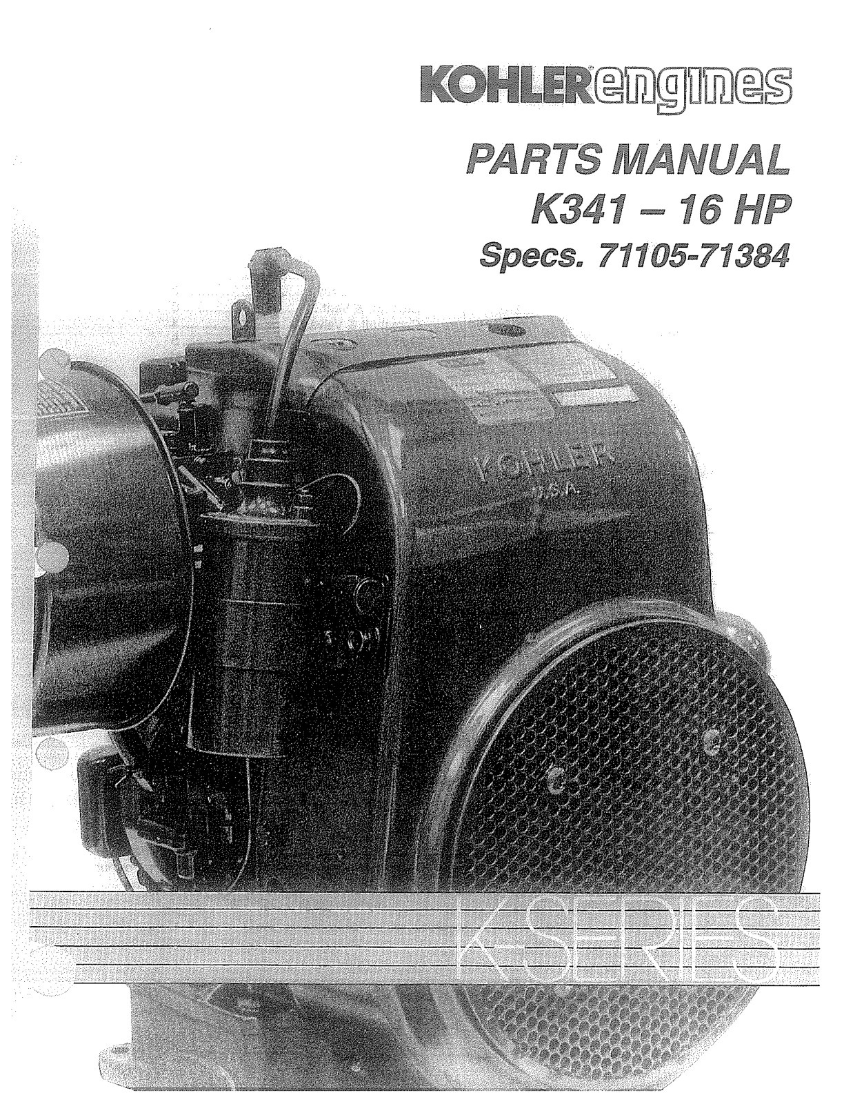 Kohler K341 K SERIES Parts Manual PDF Instant Download
