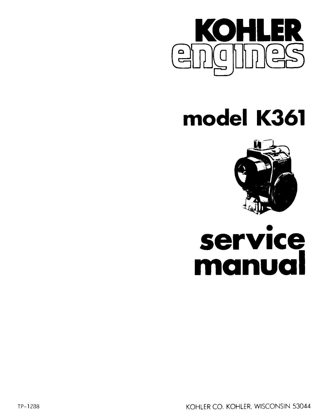 Kohler K361 K SERIES Service Shop Repair Manual PDF Instant Download