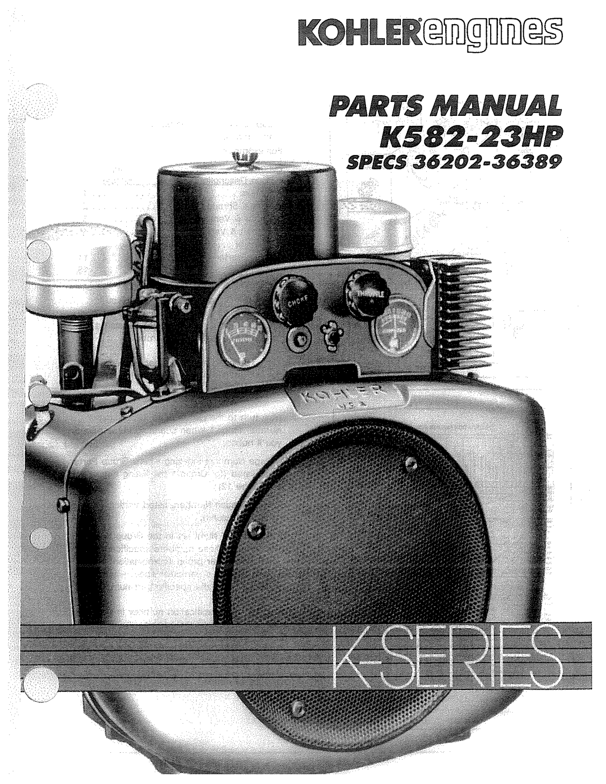 Kohler K582 K SERIES Parts Manual PDF Instant Download