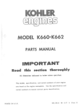 Kohler K662 K SERIES Parts Manual PDF Instant Download