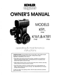 Kohler K91 K SERIES Operator Owner Manual PDF Instant Download
