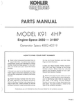 Kohler K91 K SERIES Parts Manual PDF Instant Download