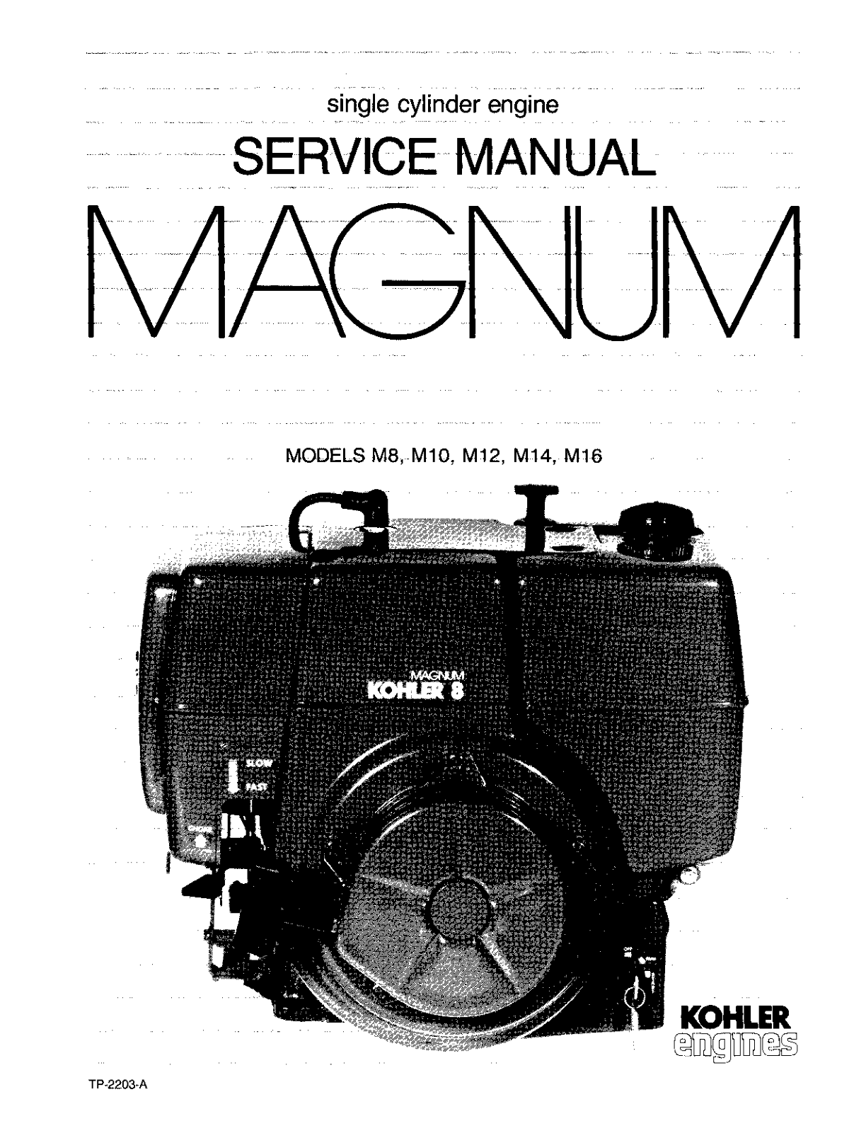 Kohler M14 MAGNUM Service Shop Repair Manual PDF Instant Download