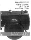 Kohler M16 MAGNUM Parts Manual PDF Instant Download