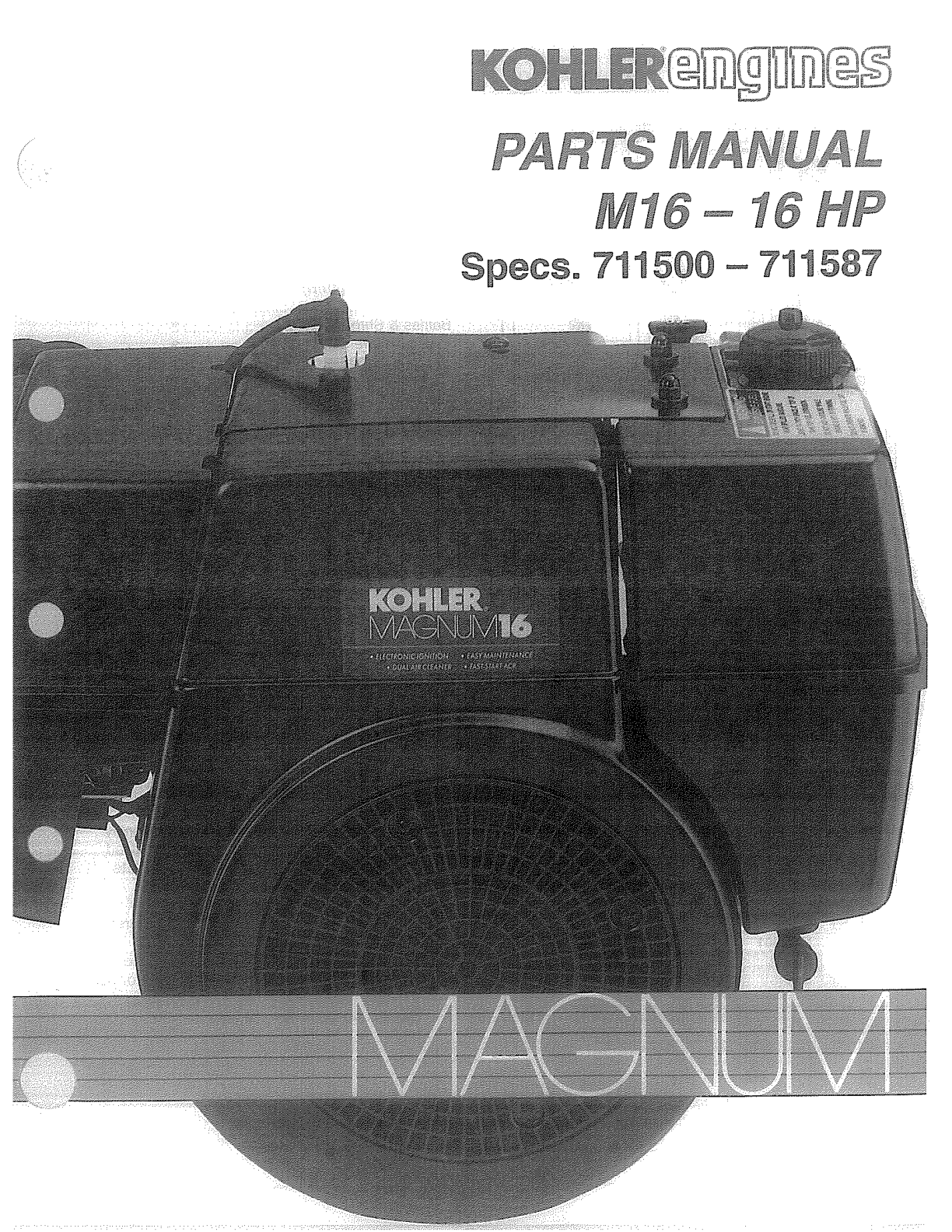 Kohler M16 MAGNUM Parts Manual PDF Instant Download