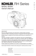 Kohler RH255 RH SERIES Operator Owner Manual PDF Instant Download