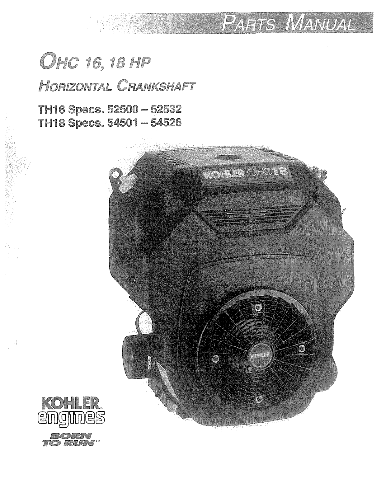 Kohler TH16 TH SERIES Parts Manual PDF Instant Download