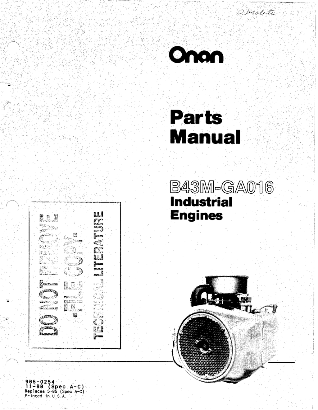 Onan B43M Engine Manual Bundle Operator Owner + Parts + Service PDF Instant Download