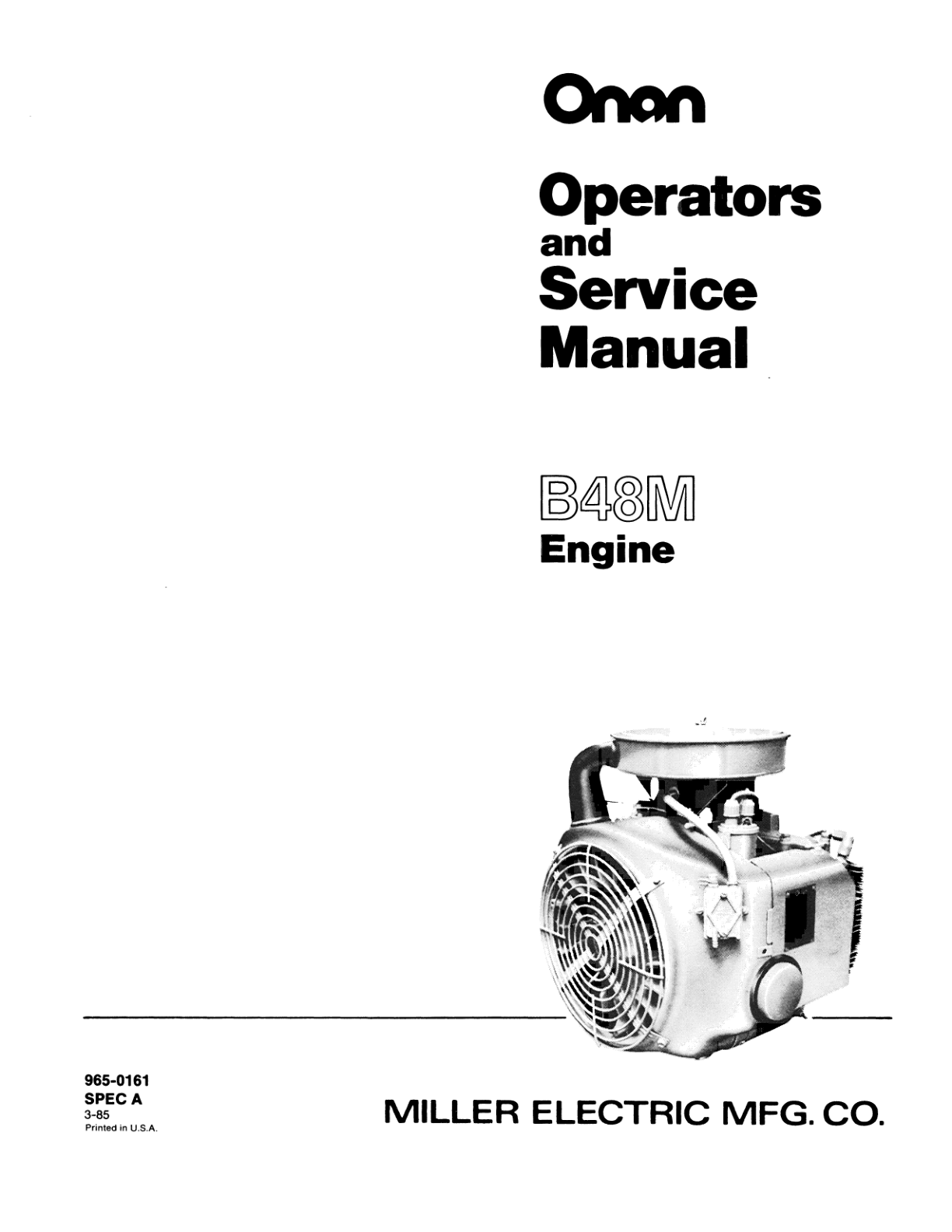 Onan B48M MILLER Engine Manual Bundle Service + Parts PDF Instant Download