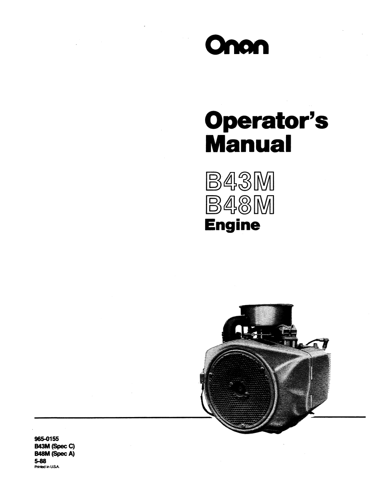 Onan B48M Engine Operator Owner Manual PDF Instant Download