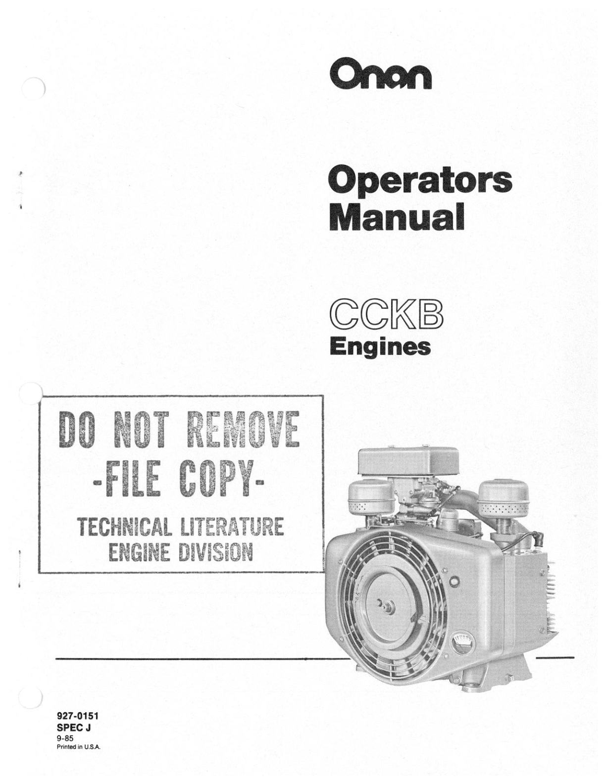 Onan CCKB Engine Manual Bundle Operator Owner + Parts + Service PDF Instant Download