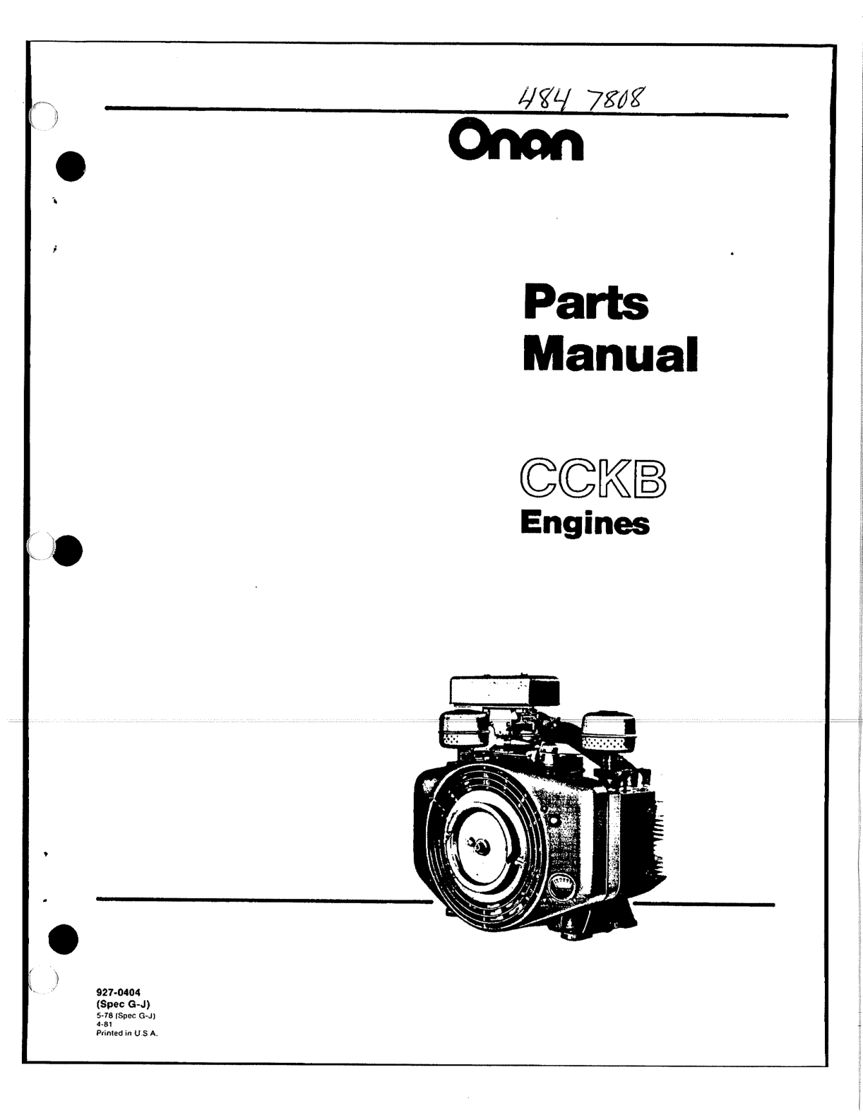 Onan CCKB Engine Manual Bundle Operator Owner + Parts + Service PDF Instant Download