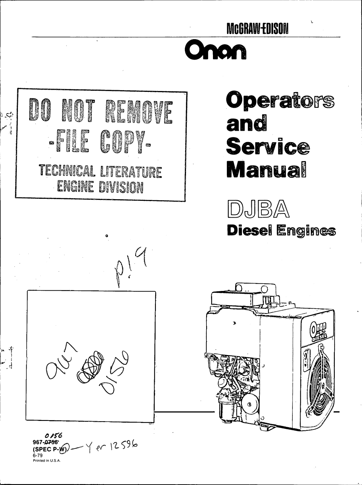 Onan DJBA Engine Manual Bundle Operator Owner + Service PDF Instant Download
