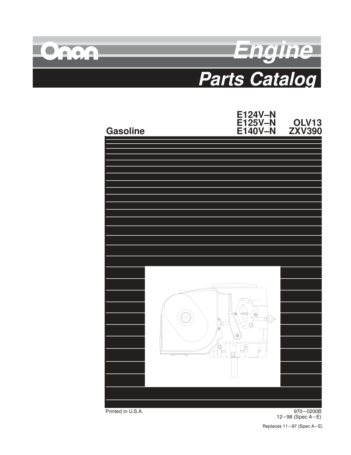 Onan E124V Engine Parts Manual PDF Instant Download