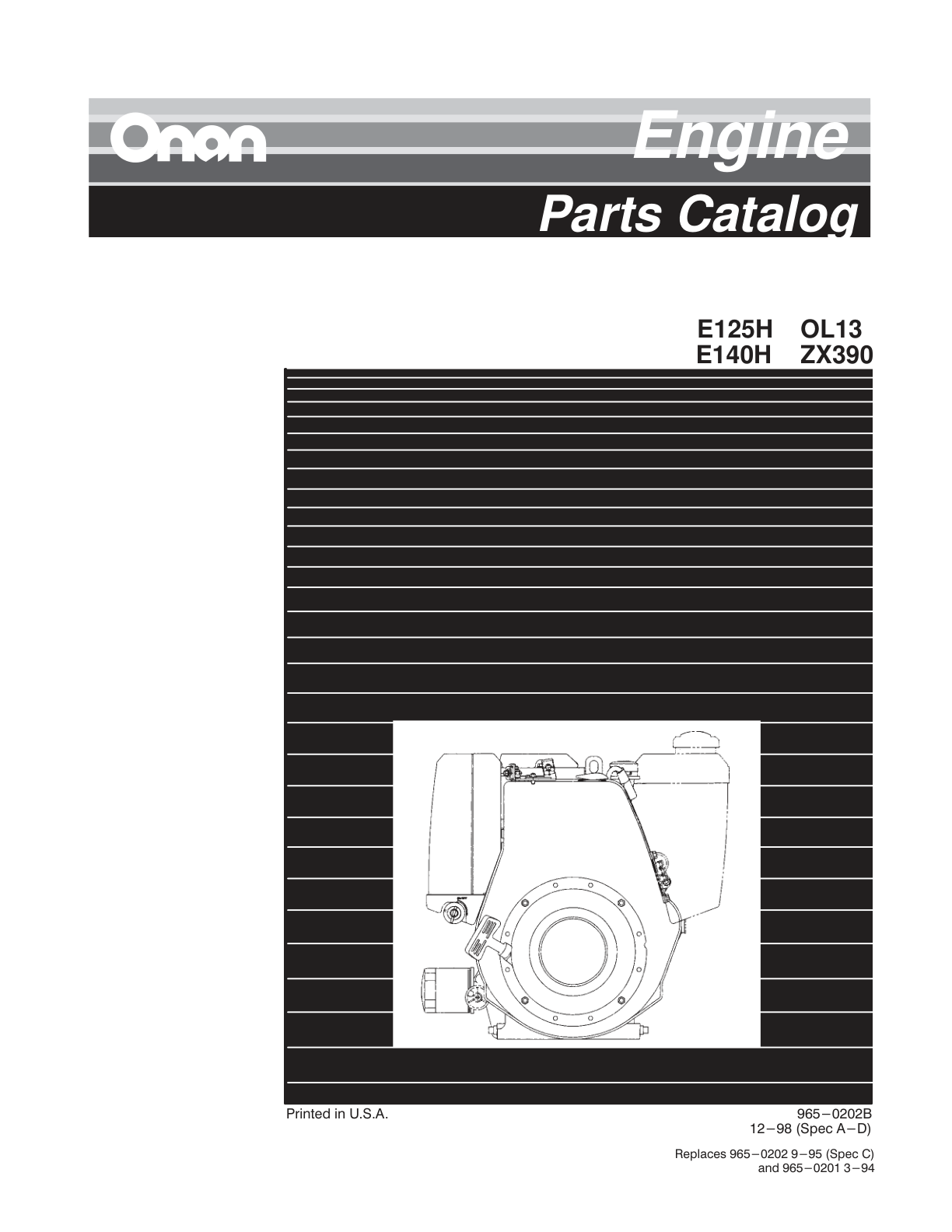 Onan E125H Engine Manual Bundle Operator Owner + Parts + Service PDF Instant Download