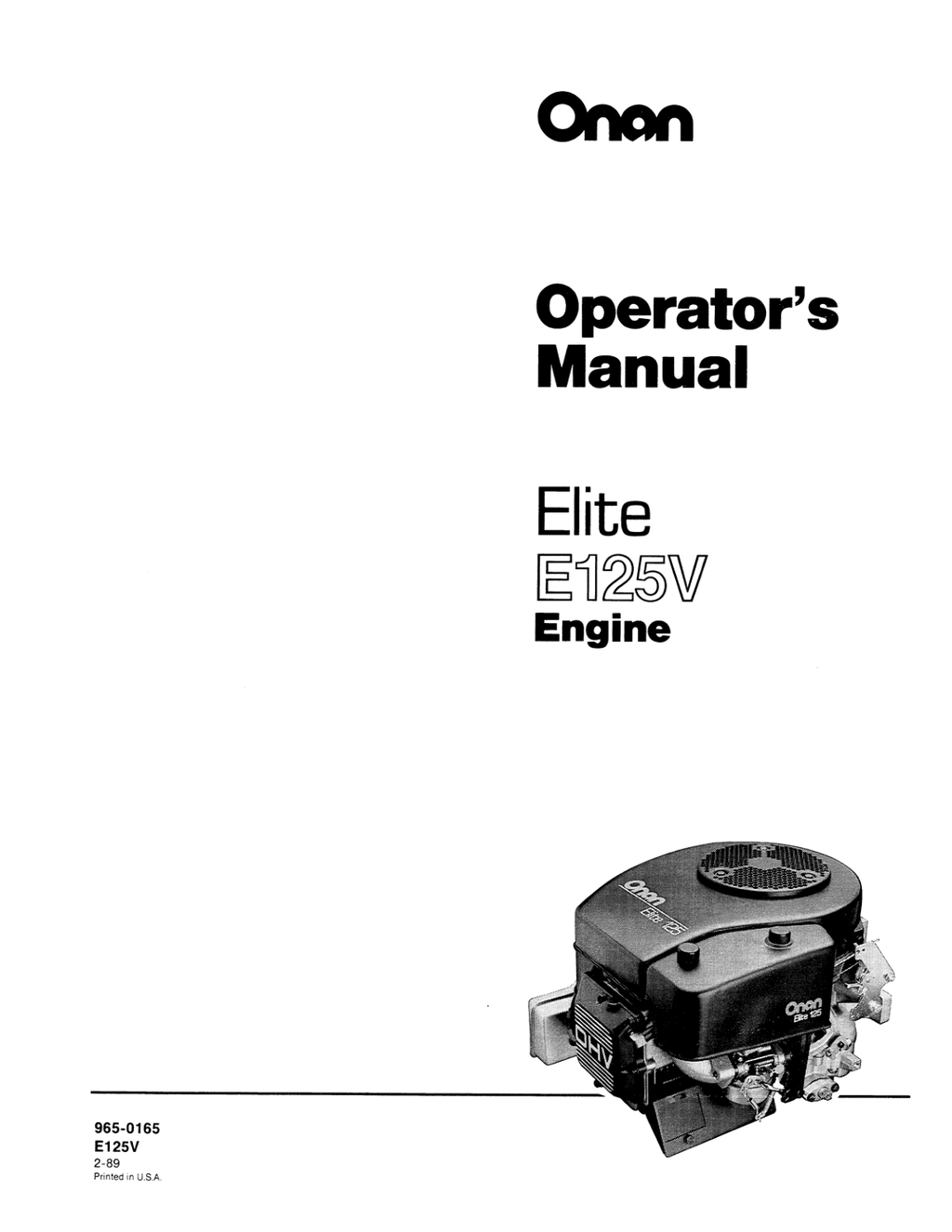 Onan E125V Engine Manual Bundle Operator Owner + Service + Parts PDF Instant Download