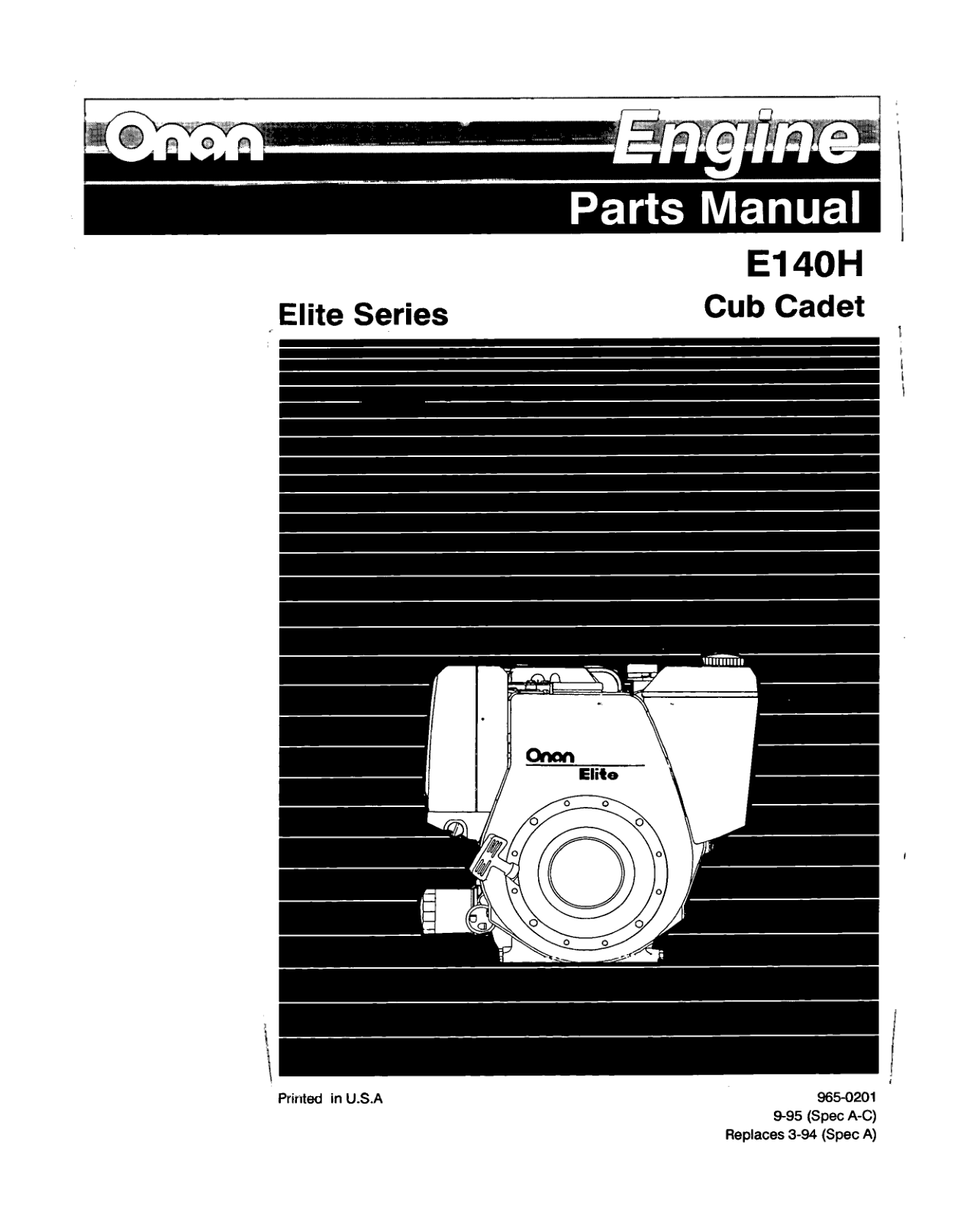 Onan E140H CUB Engine Parts Manual PDF Instant Download