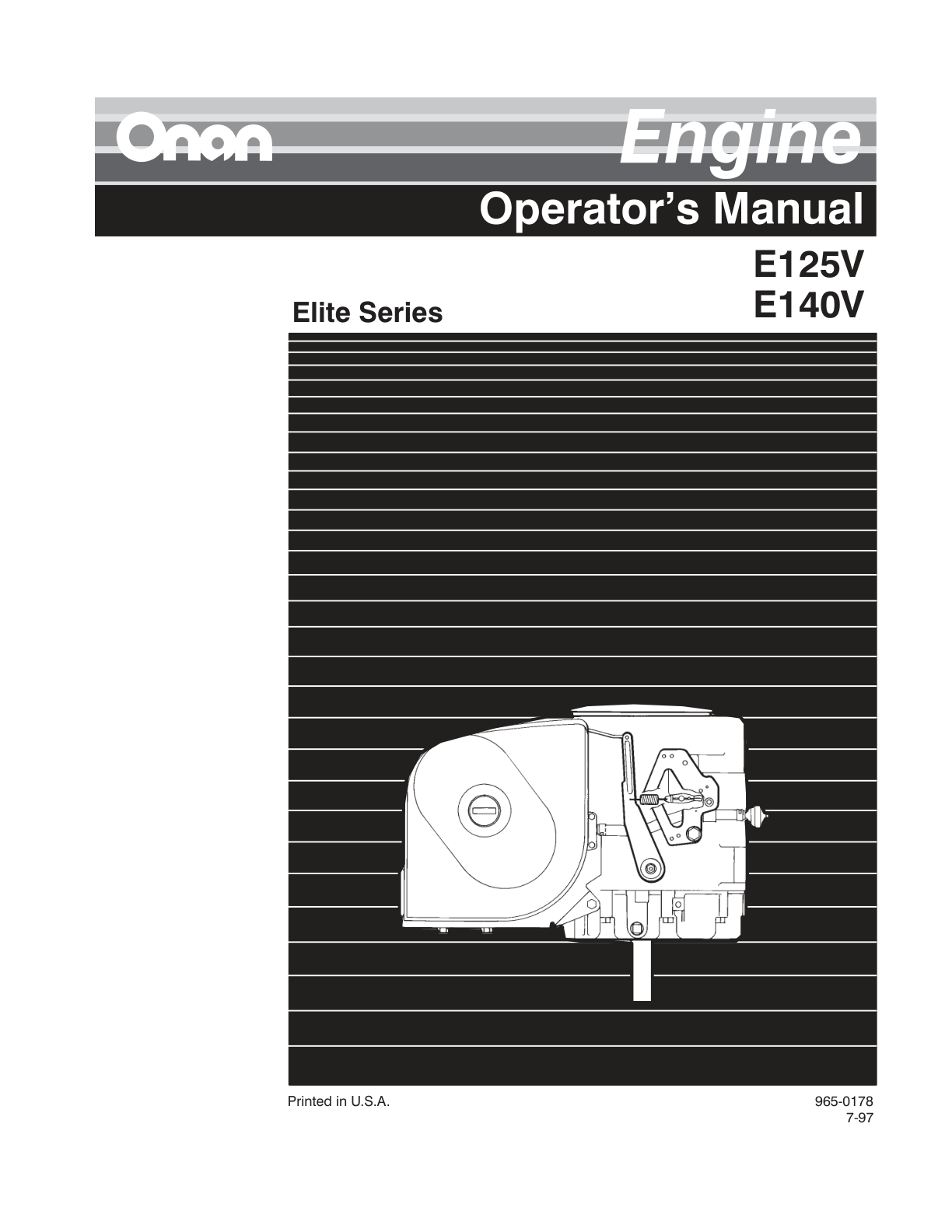 Onan E140V Engine Manual Bundle Operator Owner + Service + Parts PDF Instant Download
