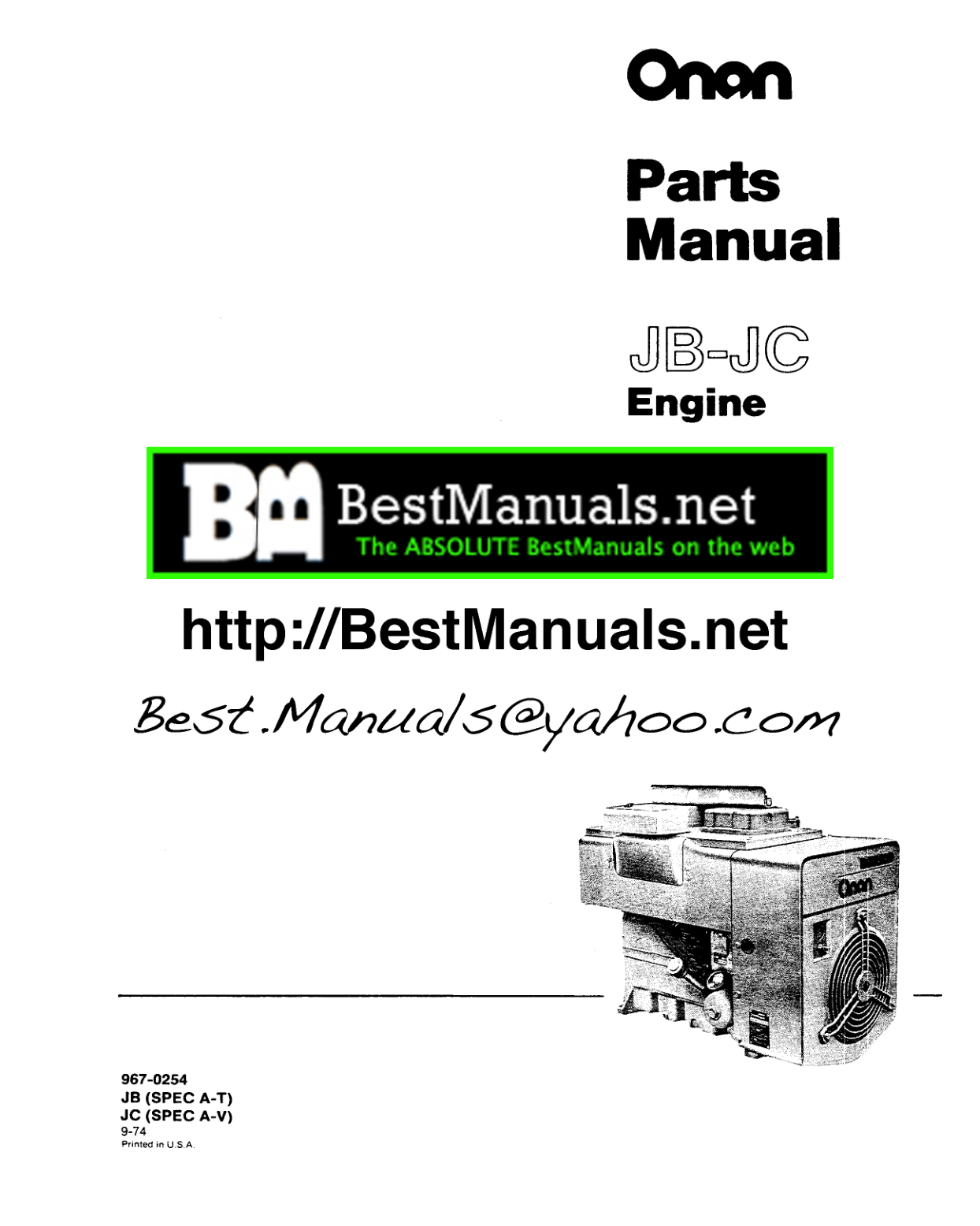 Onan JB Engine Manual Bundle Parts + Service PDF Instant Download