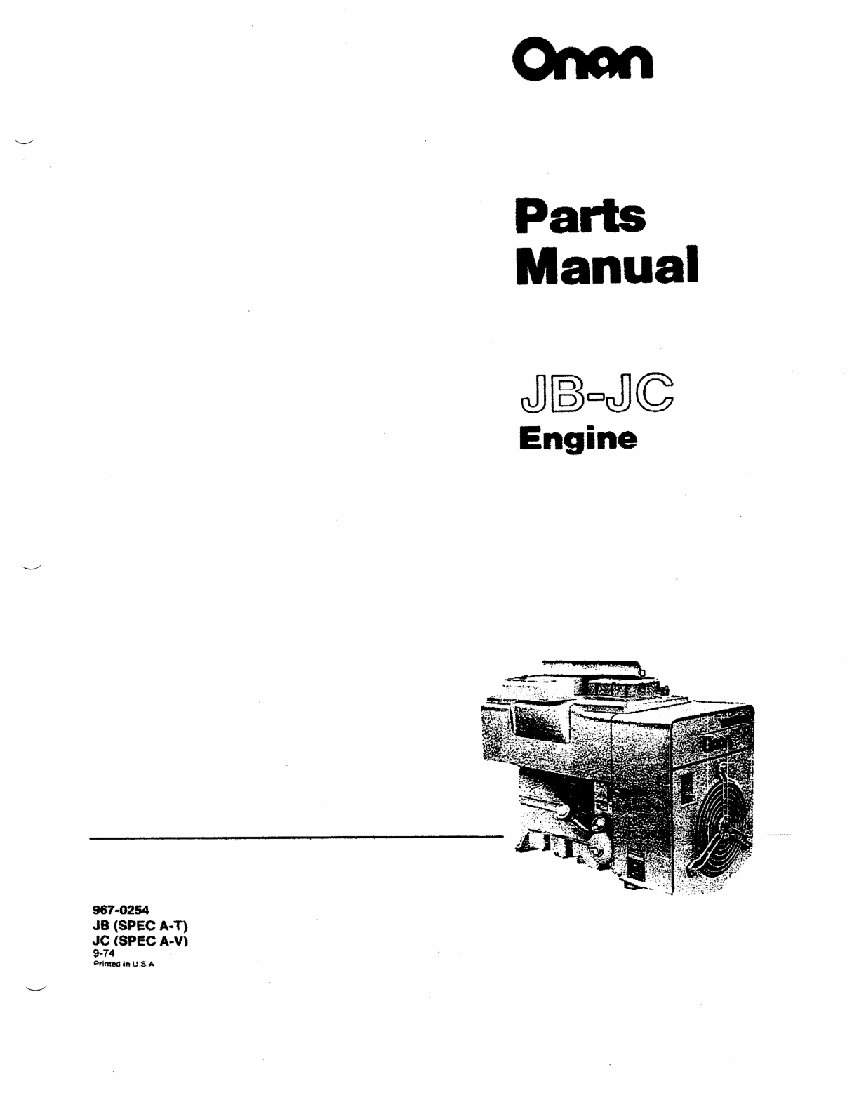 Onan JC Engine Manual Bundle Parts + Service PDF Instant Download