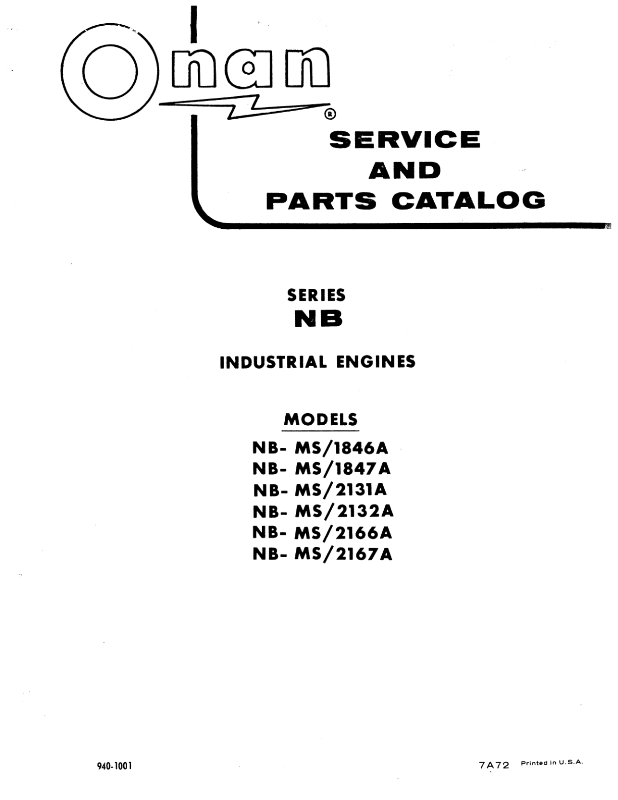 Onan NB TRACTOR Engine Service Parts Manual PDF Instant Download