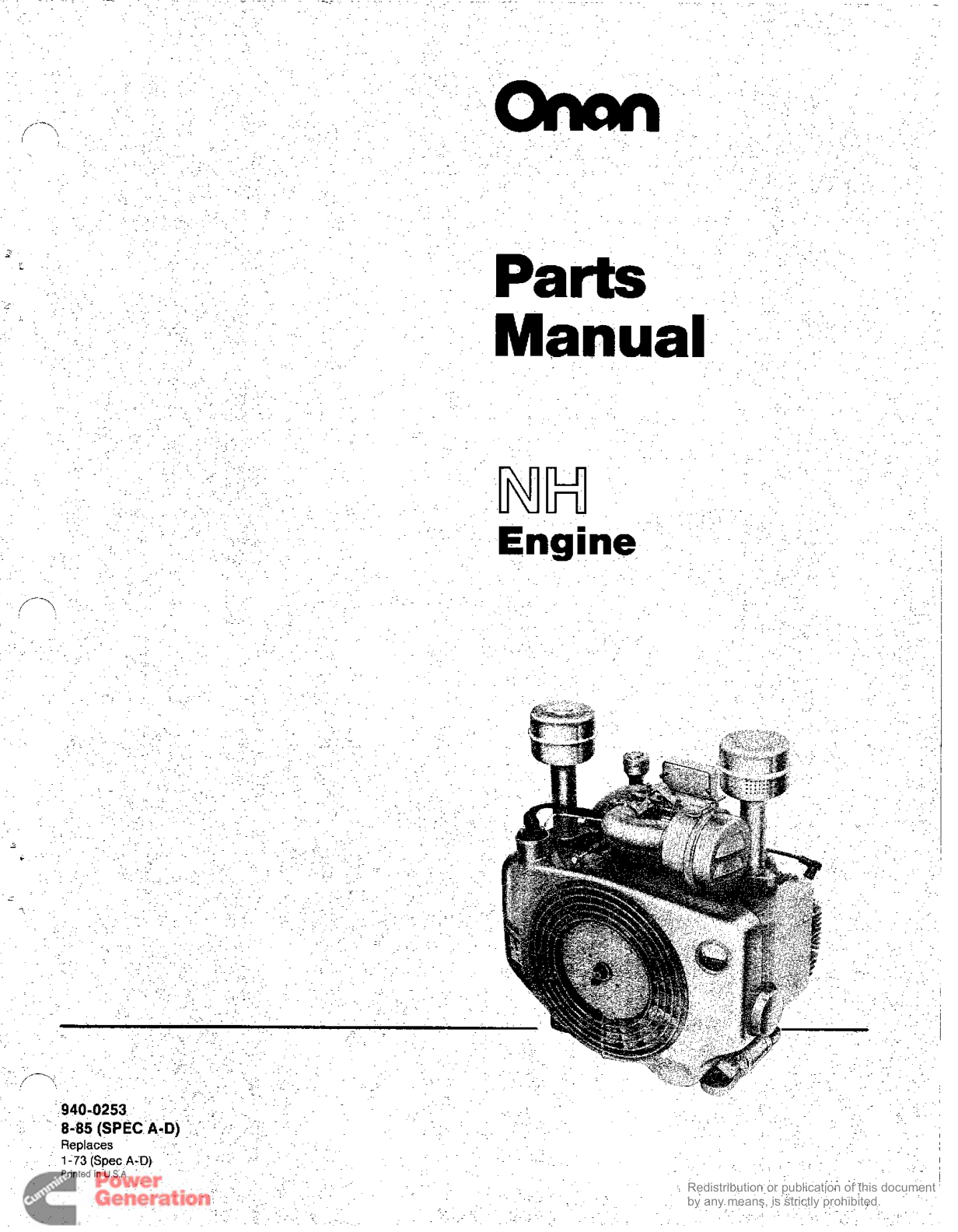 Onan NH Engine Manual Bundle Parts + Service PDF Instant Download