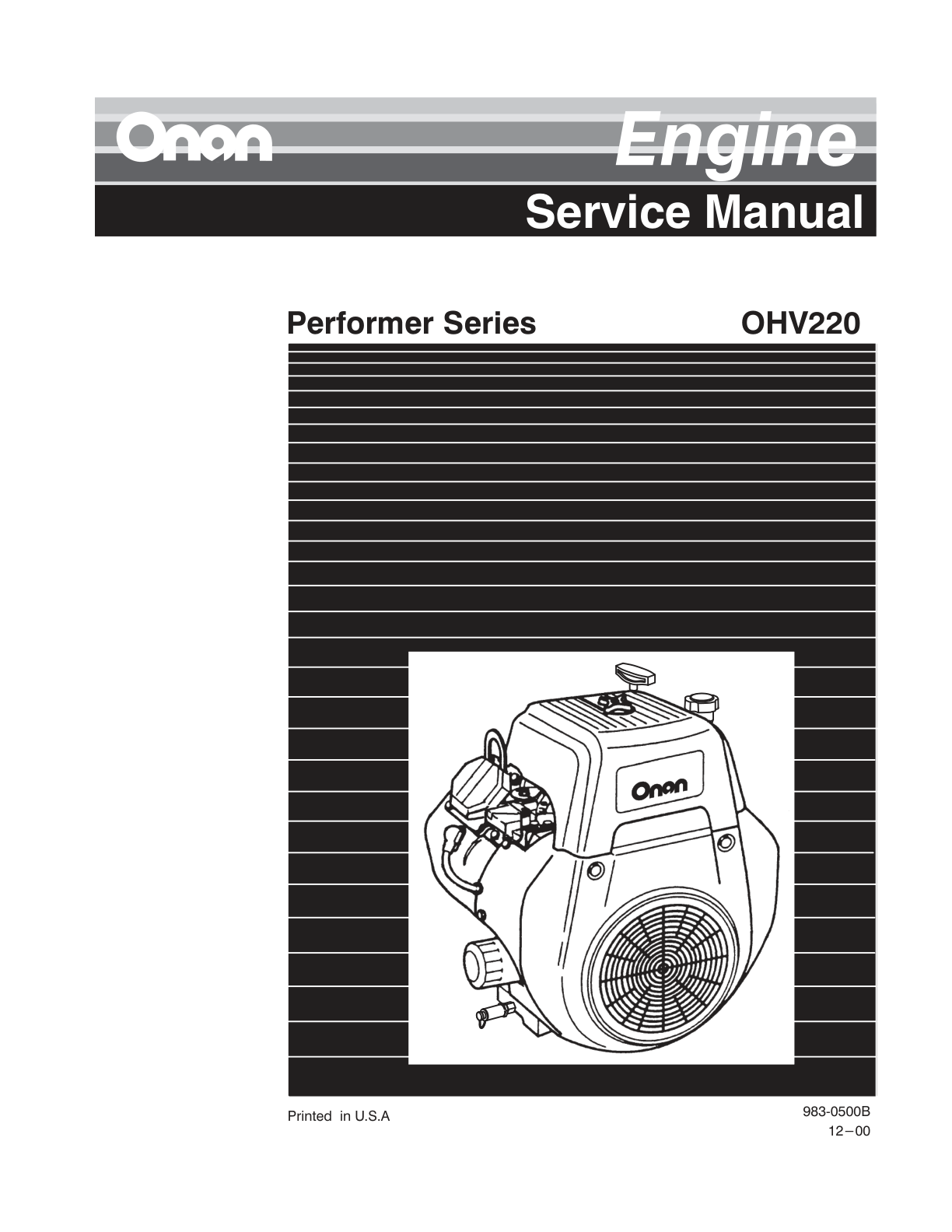 Onan OHV220 Engine Engine Service Manual PDF Instant Download