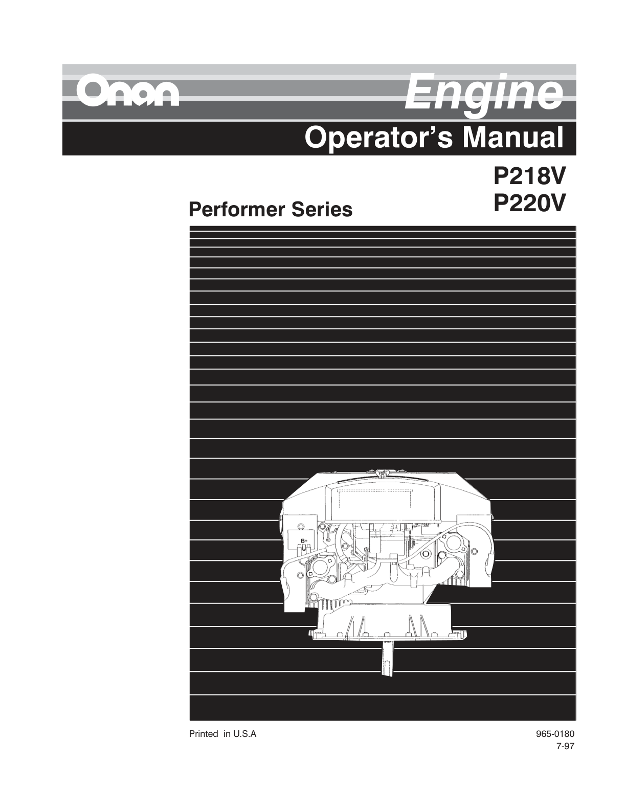 Onan P216V Engine Manual Bundle Operator Owner + Service PDF Instant Download