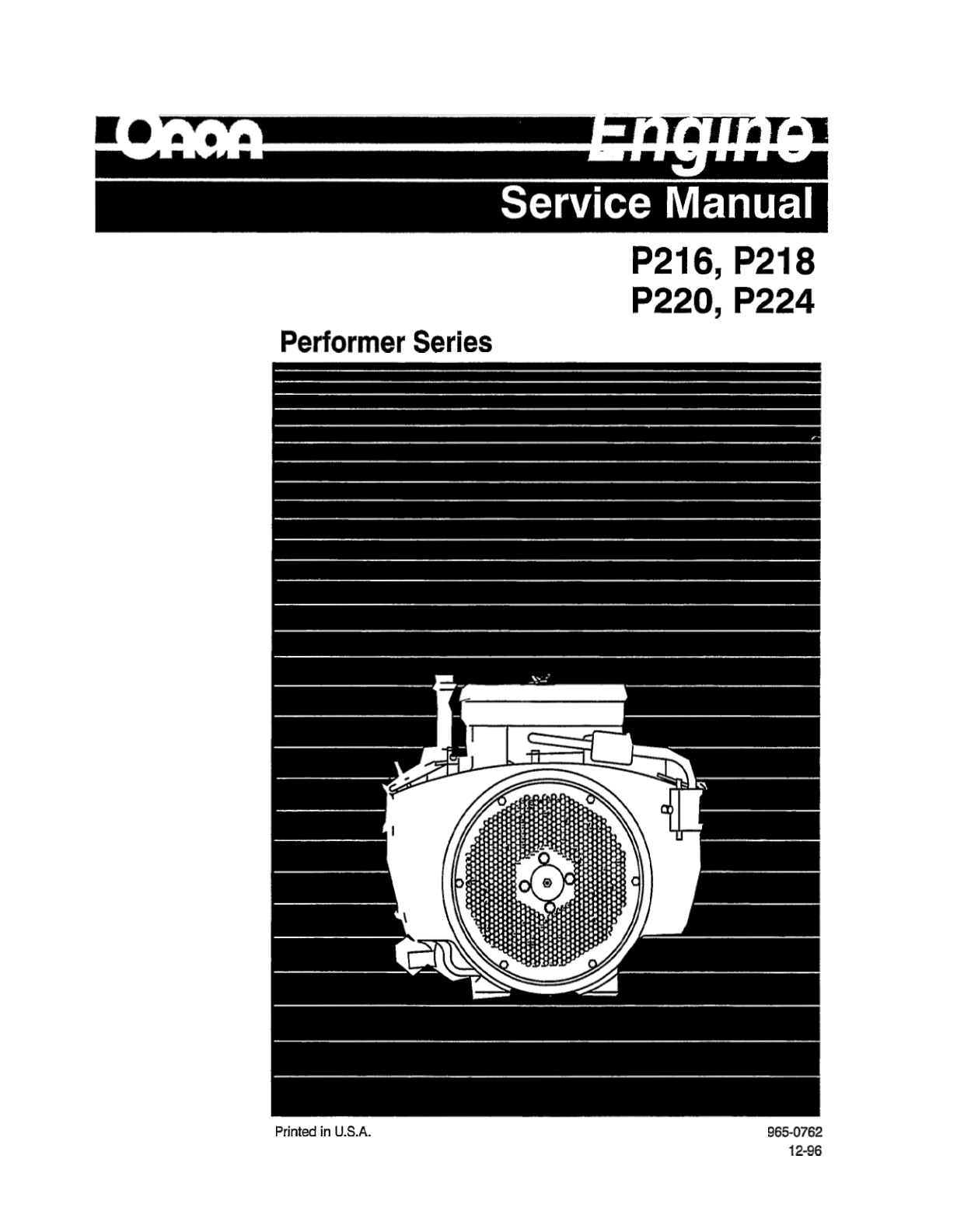 Onan P218G Engine Manual Bundle Operator Owner + Parts + Service PDF Instant Download