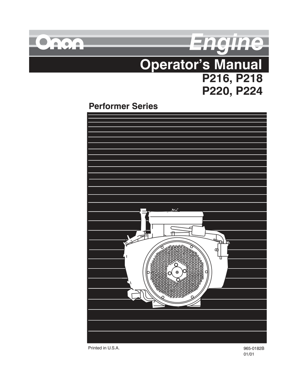 Onan P220G Engine Operator Owner Manual PDF Instant Download