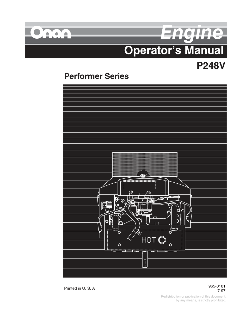 Onan P248V Engine Manual Bundle Operator Owner + Service PDF Instant Download