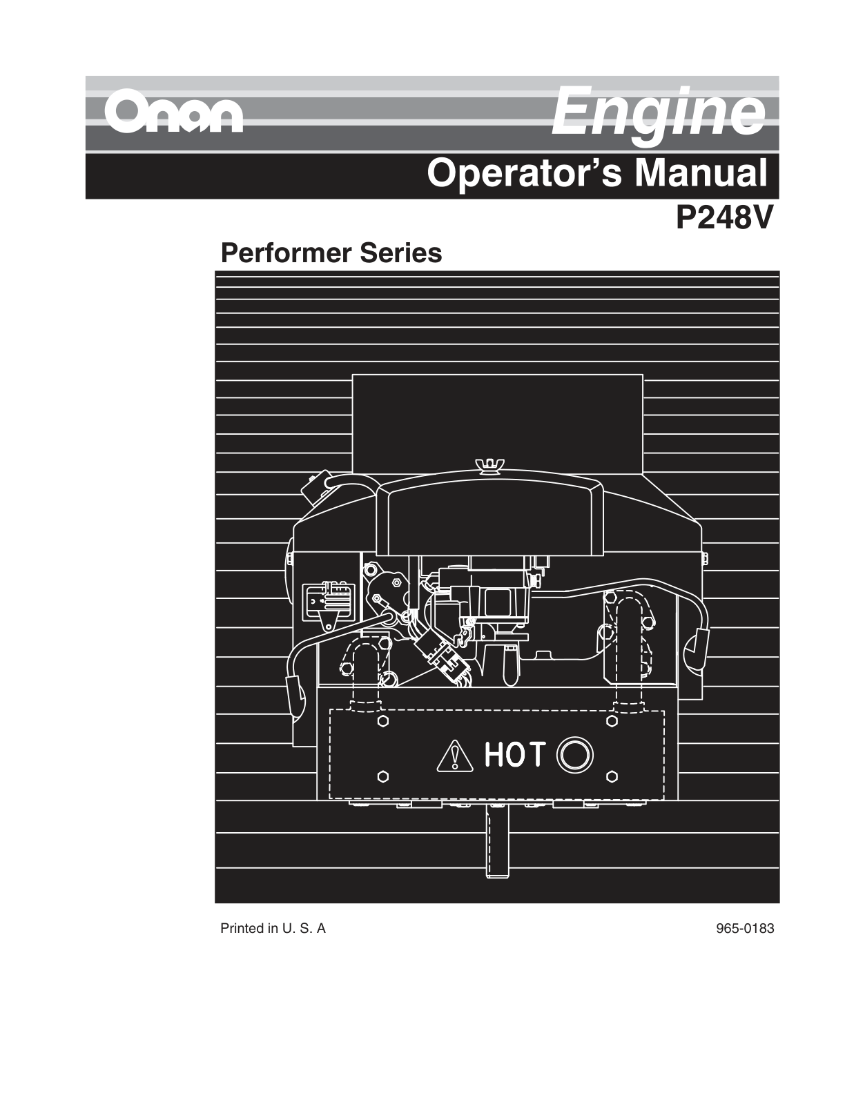 Onan P248V Engine Operator Owner Manual PDF Instant Download