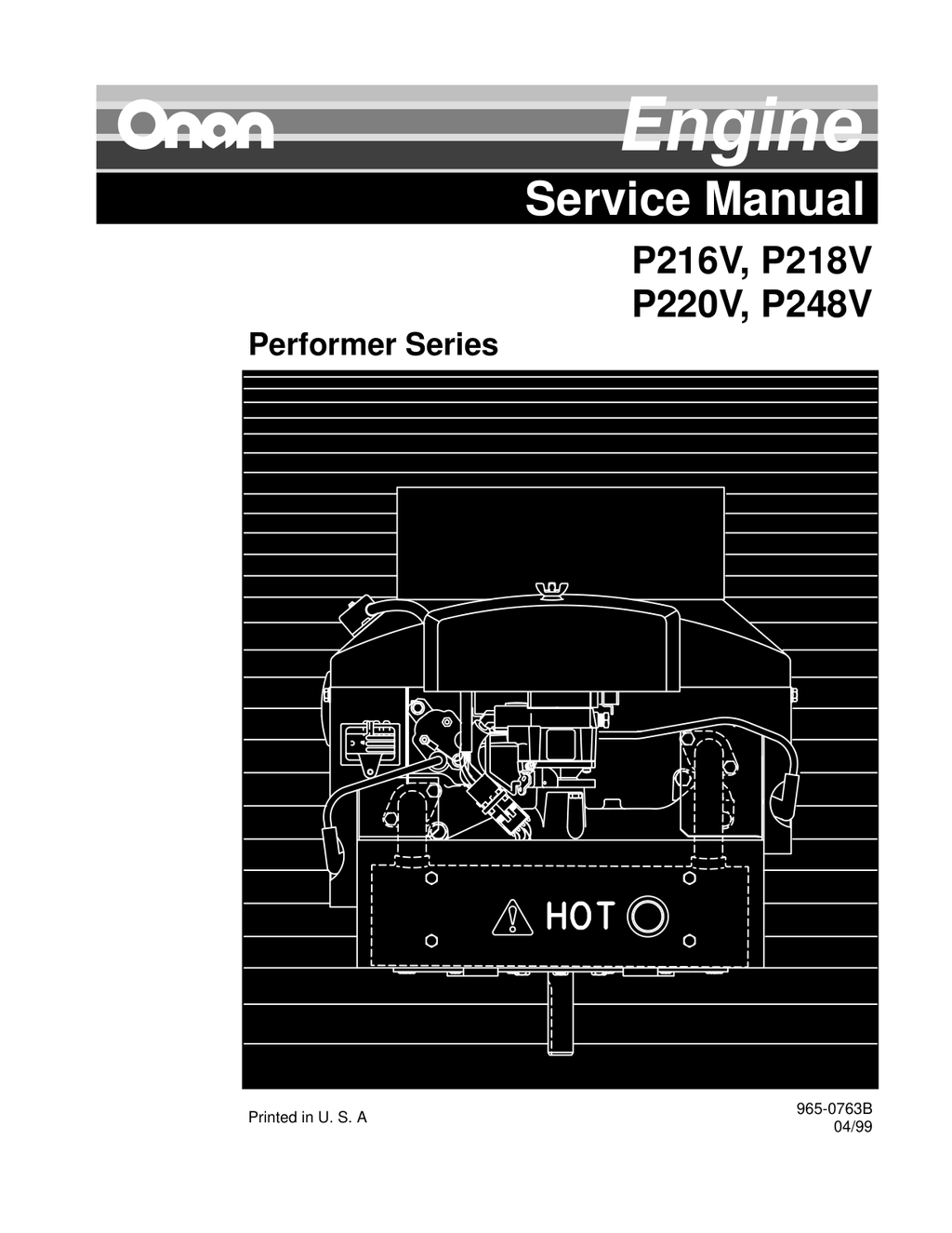 Onan P248V Engine Service Shop Repair Manual PDF Instant Download