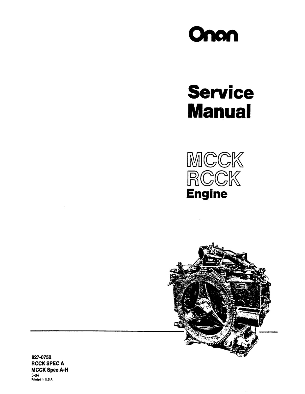 Onan RCCK Engine Engine Service Manual PDF Instant Download