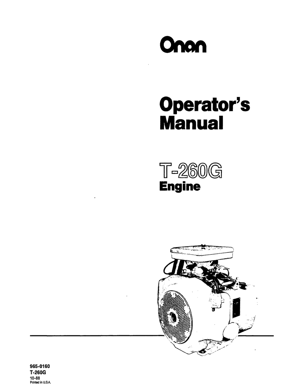 Onan T260G Engine Manual Bundle Operator Owner + Parts + Service PDF Instant Download